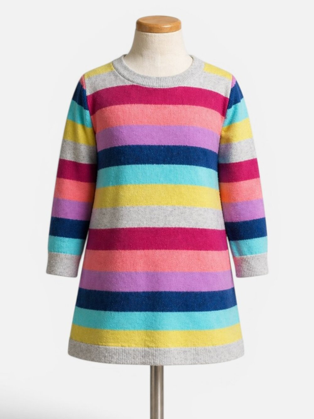 Baby Gap Rainbow Striped Sweater Dress 3T Girls Colorful Knit Long Sleeve